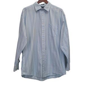 Tommy Hilfiger 80s 2 Ply Fabric Striped Long Sleeve Button Down Shirt Men's XL
